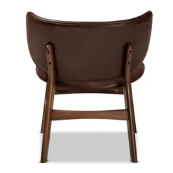 Marcos Faux Leather And Wood Living Room Accent Chair Dark Brown/Walnut Brown - Baxton Studio -Baxton Studio GUEST 5f58727c f2e7 4037 b2d7 b72eec504b06