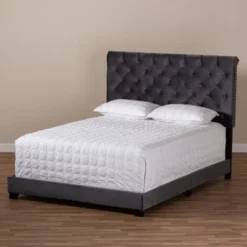 Candace Velvet Upholstered Bed - Baxton Studio -Baxton Studio GUEST 5fc6e3dd 075d 4748 8475 0f19a027e662