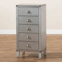 Carrel Metal 5 Drawer Accent Chest Silver - Baxton Studio 14 Carrel Metal 5 Drawer Accent Chest Silver - Baxton Studio -Baxton Studio GUEST 5ffba525 3347 47ed 9313 6c676a2ae2f1