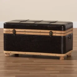 Gendry Faux Leather Upholstered And Wood Large Storage Ottoman Dark Brown/Oak Brown - Baxton Studio 19 Gendry Faux Leather Upholstered And Wood Large Storage Ottoman Dark Brown/Oak Brown - Baxton Studio -Baxton Studio GUEST 6069d12b 9ff4 4d6d b06e 460c895c8f4b