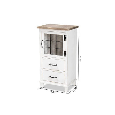 Faron Finished Wood 2 Drawer Storage Cabinet White/Oak Brown - Baxton Studio 8 Faron Finished Wood 2 Drawer Storage Cabinet White/Oak Brown - Baxton Studio - Image 8