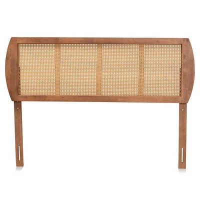 Harris Wood And Synthetic Rattan Headboard Walnut - Baxton Studio 1 Harris Wood And Synthetic Rattan Headboard Walnut - Baxton Studio