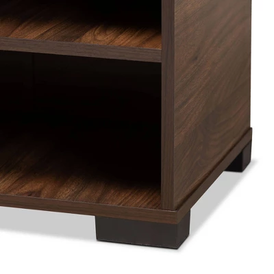 Raina Two-Tone Wood 2 Door Shoe Storage Cabinet Walnut Brown/Black - Baxton Studio 5 Raina Two-Tone Wood 2 Door Shoe Storage Cabinet Walnut Brown/Black - Baxton Studio - Image 5
