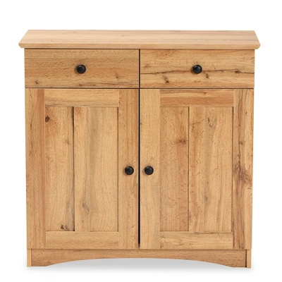 Lauren Wood 2 Door Buffet Kitchen Cabinet Oak Brown/Black - Baxton Studio 2 Lauren Wood 2 Door Buffet Kitchen Cabinet Oak Brown/Black - Baxton Studio - Image 2