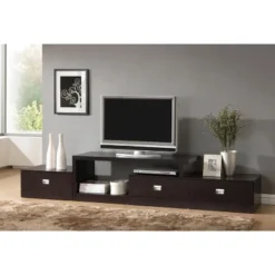 Marconi Asymmetrical Modern TV Stand For TVs Up To 70" Brown - Baxton Studio