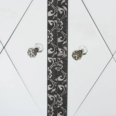 Wycliff Metal And Mirrored Glass 1 Drawer Sideboard Buffet Dark Gray/Silver - Baxton Studio 5 Wycliff Metal And Mirrored Glass 1 Drawer Sideboard Buffet Dark Gray/Silver - Baxton Studio - Image 5