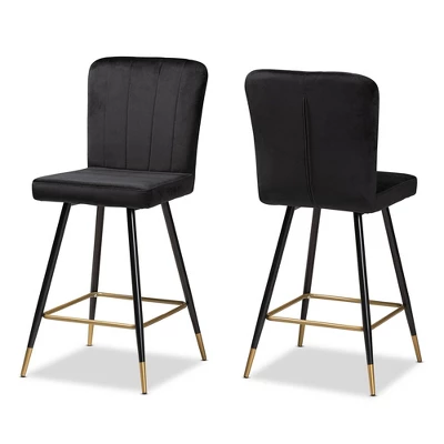 2pc Preston Two-Tone And Metal Bar Stool Set - Baxton Studio 7 2pc Preston Two-Tone And Metal Bar Stool Set - Baxton Studio - Image 7