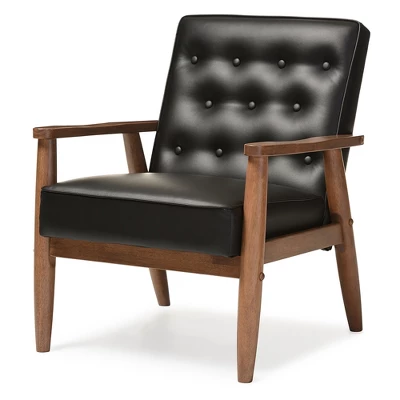 Sorrento Mid - Century Retro Modern Faux Leather Upholstered Wooden Lounge Chair - Baxton Studio 4 Sorrento Mid - Century Retro Modern Faux Leather Upholstered Wooden Lounge Chair - Baxton Studio - Image 4