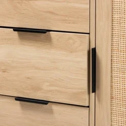 Harrison Wood And Rattan 3 Drawer Sideboard Dining Cabinet Natural Brown/Black - Baxton Studio -Baxton Studio GUEST 61543cf0 db6b 4d77 b6b1 001d537cdf1b