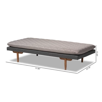 Twin Two Marit Tone Upholstered Wood Daybed Gray/Walnut - Baxton Studio 4 Twin Two Marit Tone Upholstered Wood Daybed Gray/Walnut - Baxton Studio - Image 4