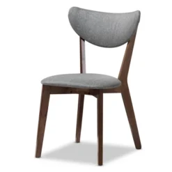 5pc Hadrea Mid Century Modern Walnut Finished Fabric Upholstered Dining Set Dark Gray - Baxton Studio