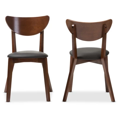 Set Of 2 Sumner Mid - Century Faux Leather Dining Chairs - Black, "Walnut" Brown - Baxton Studio 1 Set Of 2 Sumner Mid - Century Faux Leather Dining Chairs - Black, "Walnut" Brown - Baxton Studio