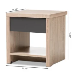 Jamie Modern And Contemporary Two - Tone Wood 1 - Drawer 1 - Shelf Nightstand - Brown - Baxton Studio 13 Jamie Modern And Contemporary Two - Tone Wood 1 - Drawer 1 - Shelf Nightstand - Brown - Baxton Studio -Baxton Studio GUEST 6277ceef ad45 4f04 9249 d0b3e80957bf