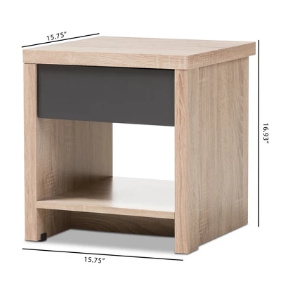 Jamie Modern And Contemporary Two - Tone Wood 1 - Drawer 1 - Shelf Nightstand - Brown - Baxton Studio 7 Jamie Modern And Contemporary Two - Tone Wood 1 - Drawer 1 - Shelf Nightstand - Brown - Baxton Studio - Image 7