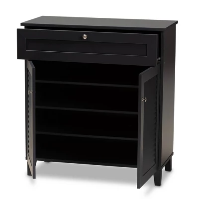 Shelf Wood Shoe Storage Cabinet With Drawer Coolidge Finished Dark Gray - Baxton Studio 1 Shelf Wood Shoe Storage Cabinet With Drawer Coolidge Finished Dark Gray - Baxton Studio