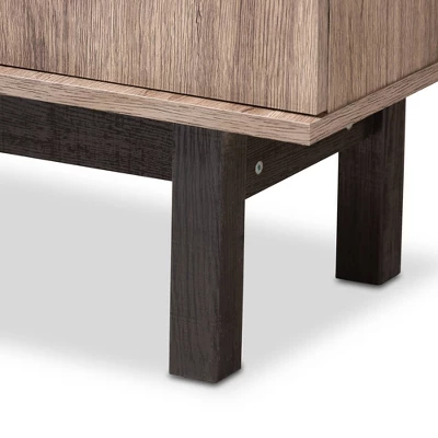 73" 2 Door Arend Two-Tone Wood Bookshelf Brown - Baxton Studio 5 73" 2 Door Arend Two-Tone Wood Bookshelf Brown - Baxton Studio - Image 5