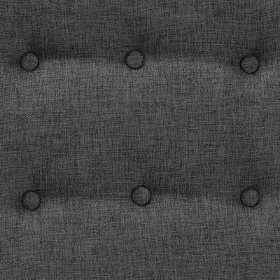 Jeanine Fabric And Wood Ottoman Footstool Dark Gray/Walnut Brown - Baxton Studio: Japandi Inspired, Rubberwood Frame, Button-Tufted 5 Jeanine Fabric And Wood Ottoman Footstool Dark Gray/Walnut Brown - Baxton Studio: Japandi Inspired, Rubberwood Frame, Button-Tufted - Image 5