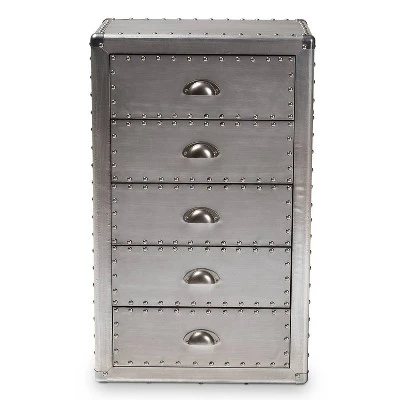 5 Drawer Davet Metal Accent Chest Silver - Baxton Studio 7 5 Drawer Davet Metal Accent Chest Silver - Baxton Studio - Image 7