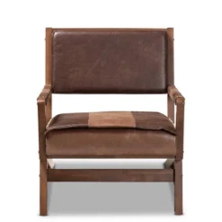 Rovelyn Faux Leather Walnut Finished Wood Lounge Chair Brown - Baxton Studio -Baxton Studio GUEST 648866b8 8f2f 43c1 b8e6 912af3a07f3a