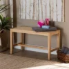Danyl Wood Rattan Accent Bench Oak Brown - Baxton Studio
