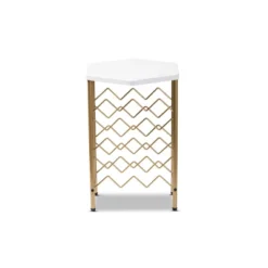 Phoebe Metal Wine Rack With Faux Marble Tabletop Gold - Baxton Studio