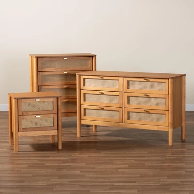 Baxton Studio Jenn Golden Brown Wood Japandi 3-Piece Storage Set With Distressed-Finished Rattan 8 Baxton Studio Jenn Golden Brown Wood Japandi 3-Piece Storage Set With Distressed-Finished Rattan - Image 8