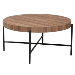 Baxton Studio Umar Modern Industrial Walnut Brown Finished Wood And Black Metal Coffee Table