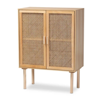 Maclean Rattan Wood 2 Door Storage Cabinet Natural/Brown - Baxton Studio 2 Maclean Rattan Wood 2 Door Storage Cabinet Natural/Brown - Baxton Studio - Image 2