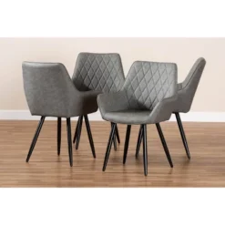 4pc Astrid Leather Upholstered Metal Dining Chairs - Baxton Studio -Baxton Studio GUEST 6744002b 5989 43ce ab77 15f7c6ea522e