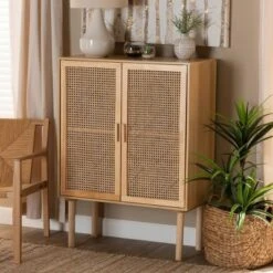 Maclean Rattan Wood 2 Door Storage Cabinet Natural/Brown - Baxton Studio 14 Maclean Rattan Wood 2 Door Storage Cabinet Natural/Brown - Baxton Studio -Baxton Studio GUEST 67649b5d 22c1 4bbc 8c5b b96e70fd1be0