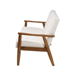 Stratton Boucle Fabric And Wood Sofa White/Walnut Brown - Baxton Studio -Baxton Studio GUEST 6837778e 3ab3 417d 93ec a7271f161d9e