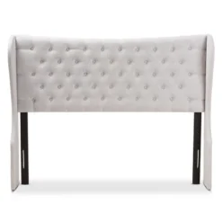 Cadence Modern And Contemporary Fabric Button Tufted Winged Headboard Gray - Baxton Studio