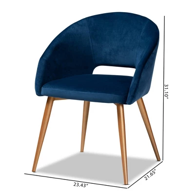 Vianne Velvet Upholstered Metal Dining Chair Navy Blue/Gold - Baxton Studio 8 Vianne Velvet Upholstered Metal Dining Chair Navy Blue/Gold - Baxton Studio - Image 8