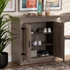 Bruce Farmhouse Wood 2 Doors Shoe Storage Cabinet Oak/Brown - Baxton Studio 14 Bruce Farmhouse Wood 2 Doors Shoe Storage Cabinet Oak/Brown - Baxton Studio -Baxton Studio GUEST 6895b759 c4e3 4b5b 9ba7 63d8a898daf1