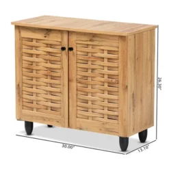 Winda Wood 2 Door Shoe Cabinet Oak Brown/Black - Baxton Studio 13 Winda Wood 2 Door Shoe Cabinet Oak Brown/Black - Baxton Studio -Baxton Studio GUEST 689e1def b164 46fb 9786 4feec00c1ef7