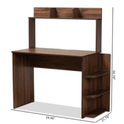 Garnet Wood Desk With Shelves Walnut/Brown - Baxton Studio -Baxton Studio GUEST 68be6238 c736 4bf8 9f9a 67e79504a730