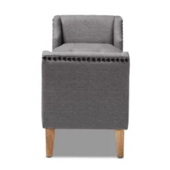 Perret Oak Finished Wood Bench Gray - Baxton Studio