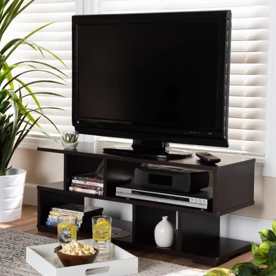 Arne Wood TV Stand For TVs Up To 32" Dark Brown - Baxton Studio 3 Arne Wood TV Stand For TVs Up To 32" Dark Brown - Baxton Studio - Image 3
