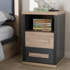 Pandora Modern And Contemporary Two-Tone 2 Drawer Nightstand Dark Gray - Baxton Studio 15 Pandora Modern And Contemporary Two-Tone 2 Drawer Nightstand Dark Gray - Baxton Studio -Baxton Studio GUEST 69c9f9c0 2658 49db 8ca7 11c14bf766cf
