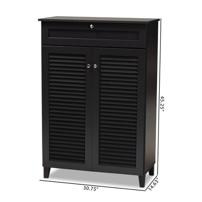 Shelf Wood Shoe Storage Cabinet With Drawer Coolidge Black - Baxton Studio 9 Shelf Wood Shoe Storage Cabinet With Drawer Coolidge Black - Baxton Studio - Image 9