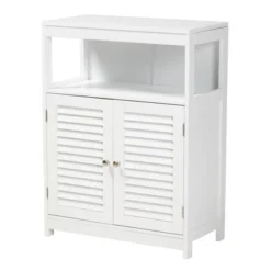 Rivera Wood And Metal 2 Door Bathroom Storage Cabinet White/Silver - Baxton Studio