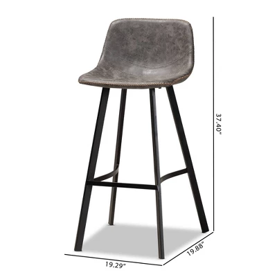 Set Of 2 Tani Faux Leather Upholstered Metal Barstools Gray/Black - Baxton Studio 6 Set Of 2 Tani Faux Leather Upholstered Metal Barstools Gray/Black - Baxton Studio - Image 6