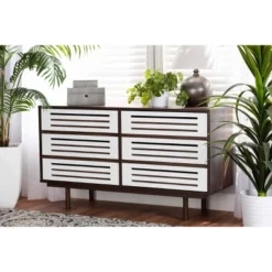 6 Drawer Wood Dresser And Meike Two-Tone Walnut/White - Baxton Studio 13 6 Drawer Wood Dresser And Meike Two-Tone Walnut/White - Baxton Studio -Baxton Studio GUEST 6b6ae715 5fd6 4c29 a24e 55ca8686ece7