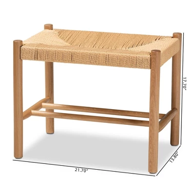 Saura Wood Hemp Accent Bench Oak Brown - Baxton Studio 9 Saura Wood Hemp Accent Bench Oak Brown - Baxton Studio - Image 9