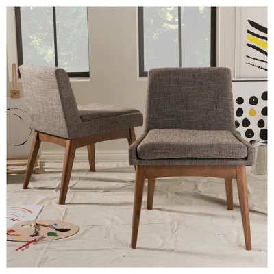 Set Of 2 Nexus Mid - Century Modern Wood Finishing And Fabric Upholstered Dining Side Chair Gravel/Walnut Brown - Baxton Studio 5 Set Of 2 Nexus Mid - Century Modern Wood Finishing And Fabric Upholstered Dining Side Chair Gravel/Walnut Brown - Baxton Studio - Image 5