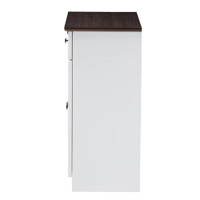 Lauren TwoTone And Buffet Kitchen Cabinet With Two Doors And Two Drawers White/Dark Brown - Baxton Studio 2 Lauren TwoTone And Buffet Kitchen Cabinet With Two Doors And Two Drawers White/Dark Brown - Baxton Studio - Image 2