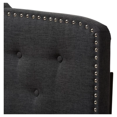 King Lucy Modern And Contemporary Fabric Headboard Dark Gray - Baxton Studio: Upholstered, Button-Tufted, Nailhead Trim 2 King Lucy Modern And Contemporary Fabric Headboard Dark Gray - Baxton Studio: Upholstered, Button-Tufted, Nailhead Trim - Image 2