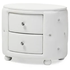 Davina Hollywood Glamour Style Oval 2 - Drawer Faux Leather Upholstered Nightstand - Baxton Studio -Baxton Studio GUEST 6d1c9000 e50c 4fd5 a60d 9dc69267c0a3