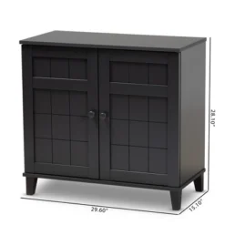 Shelf Wood Shoe Storage Cabinet Glidden Finished Dark Gray - Baxton Studio