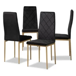 4pc Blaise Velvet Fabric Upholstered And Metal Dining Chair Set - Baxton Studio 17 4pc Blaise Velvet Fabric Upholstered And Metal Dining Chair Set - Baxton Studio -Baxton Studio GUEST 6d795959 77f3 41da 857c a37cca34b93f